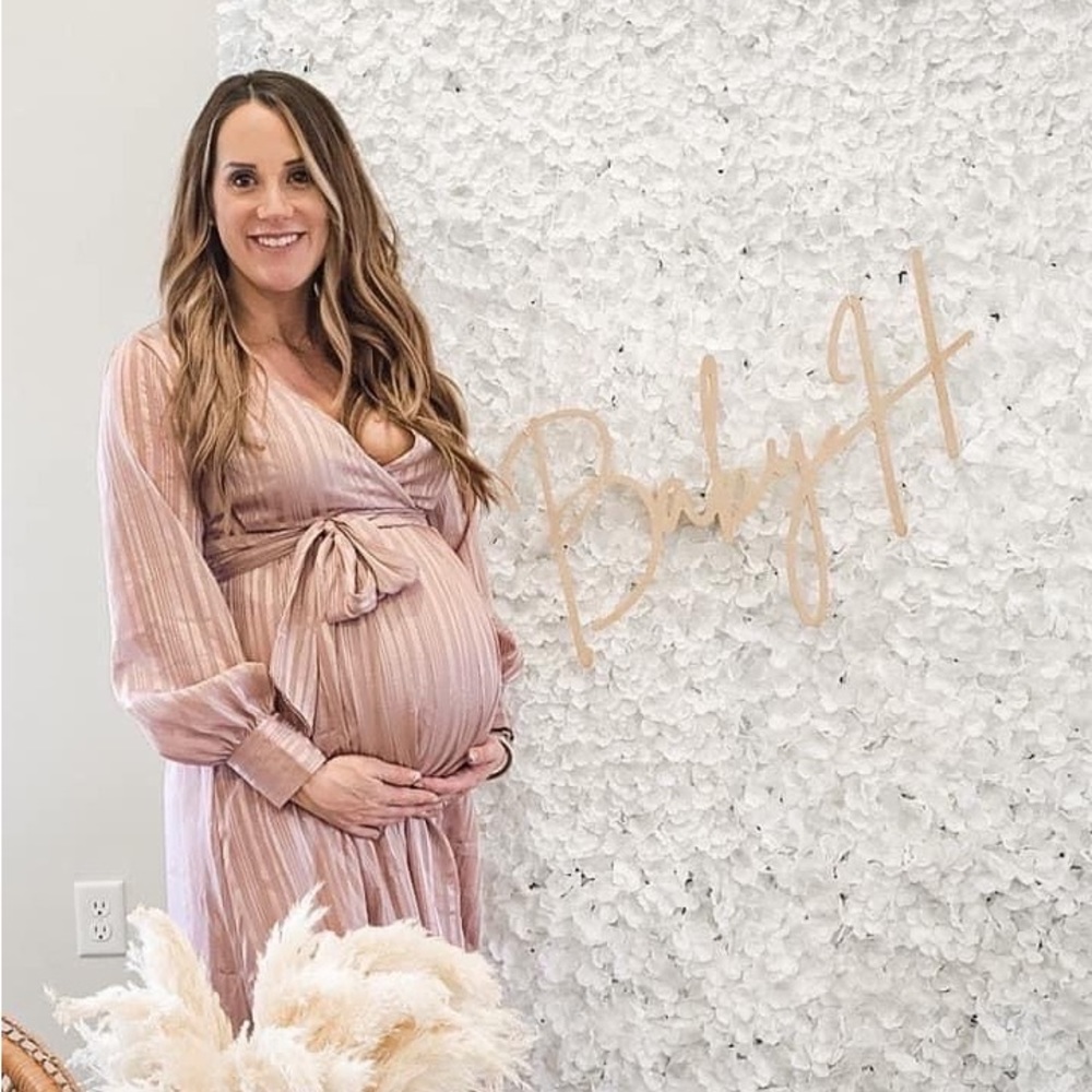 Pink Blush Long Sleeve Maternity Maxi Dress